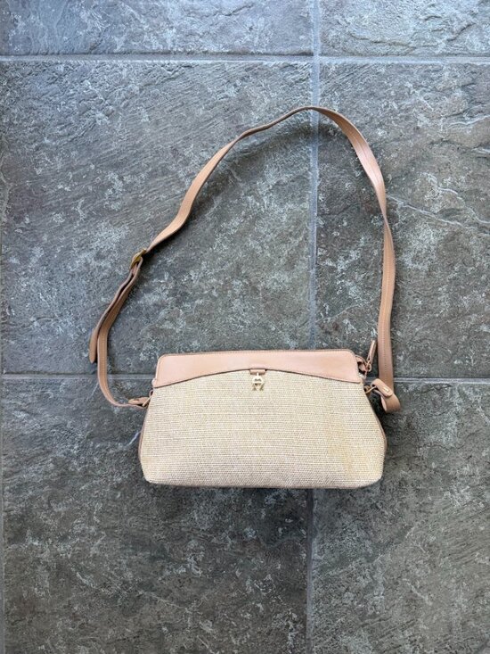 Etienne Aigner Handbags - Vintage Etienne Aigner Woven Jute & Leather Shoulder Bag